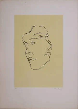 Lithographie Ray - Les six masques voyants