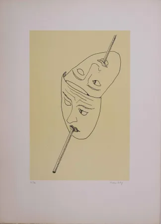 Lithographie Ray - Les six masques voyants