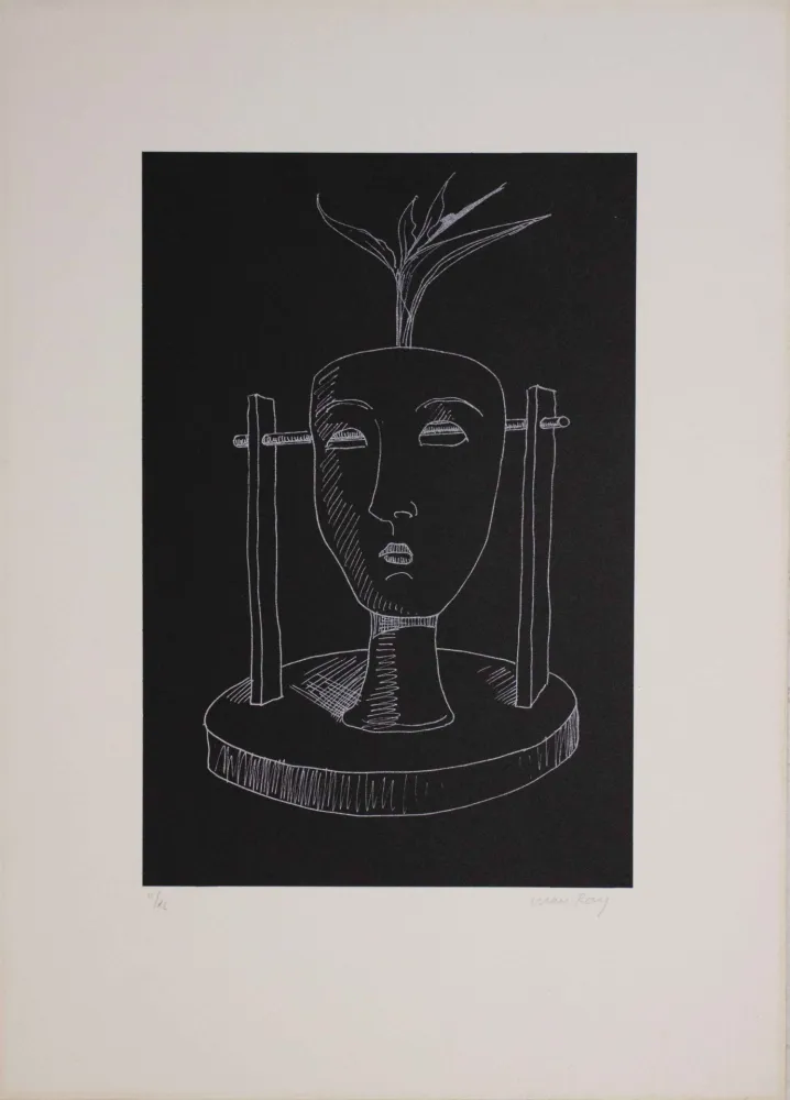 Lithographie Ray - Les six masques voyants