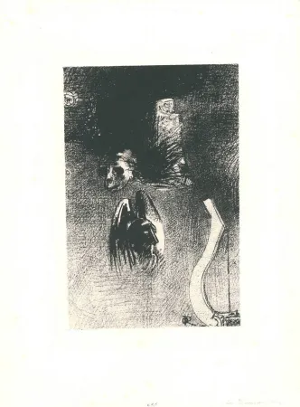 Lithographie Redon - La damnation de l'artiste