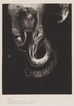 Lithographie Redon - Oannès : moi, la première conscience du chaos...