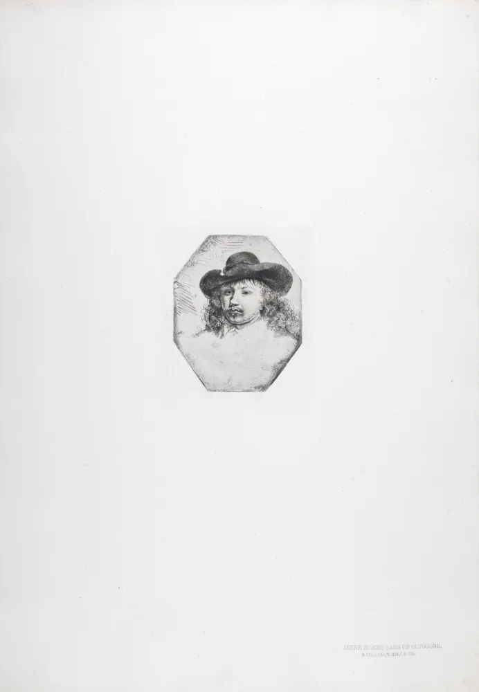 Héliogravure Rembrandt - Jeune homme dans un octogone