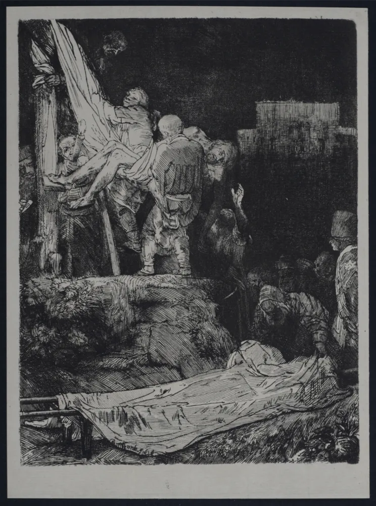 Héliogravure Rembrandt - La descente de croix aux flambeaux