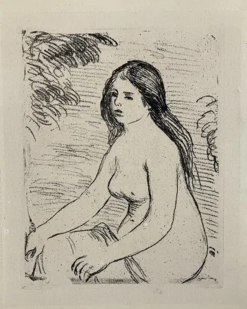 Eau-Forte Renoir - Femme nue assise, circa 1906