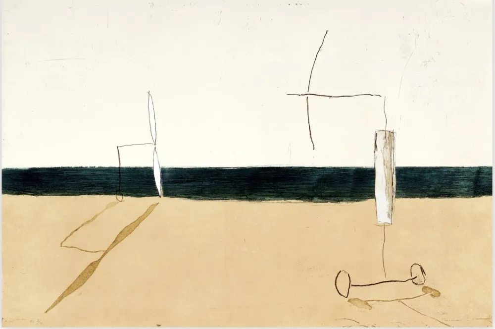 Eau-Forte Et Aquatinte Riera I Aragó - Paisaje con Aviones Blancos