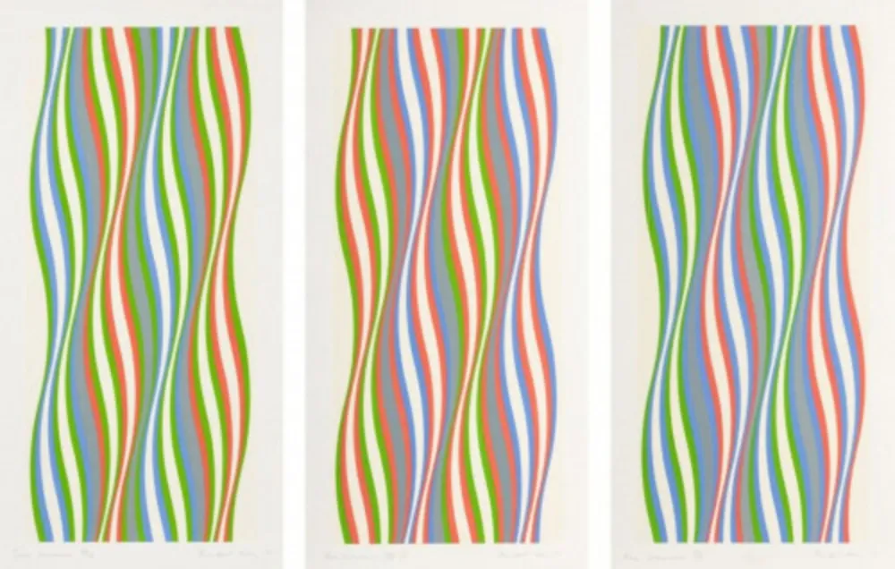 Sérigraphie Riley - Green Dominance, Blue Dominance, Red Dominance (set of 3)
