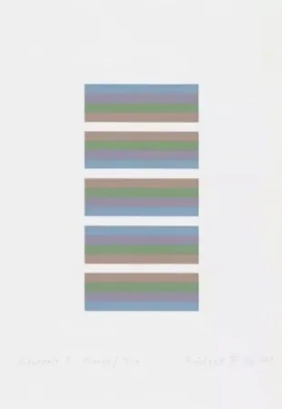 Sérigraphie Riley - Intervals 3 - Orange / Blue