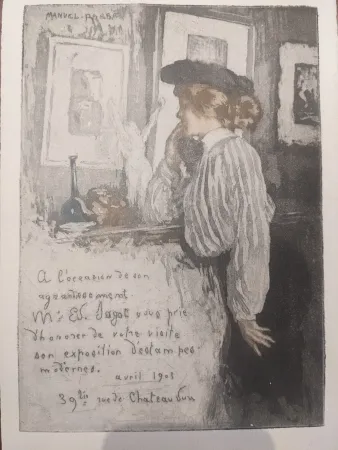 Aquatinte Robbe - Untitled (Invitation to an exhibition)