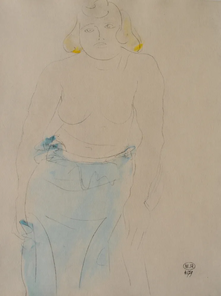 Gravure Rodin - Belle femme aux seins nus