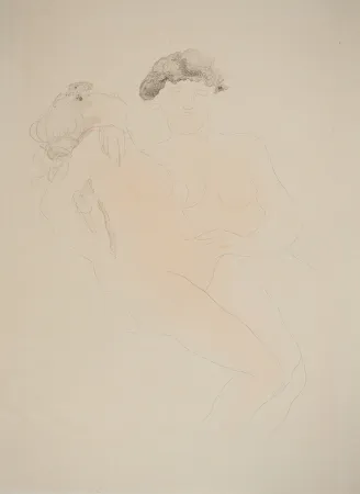 Lithographie Rodin - Les jeunes amants