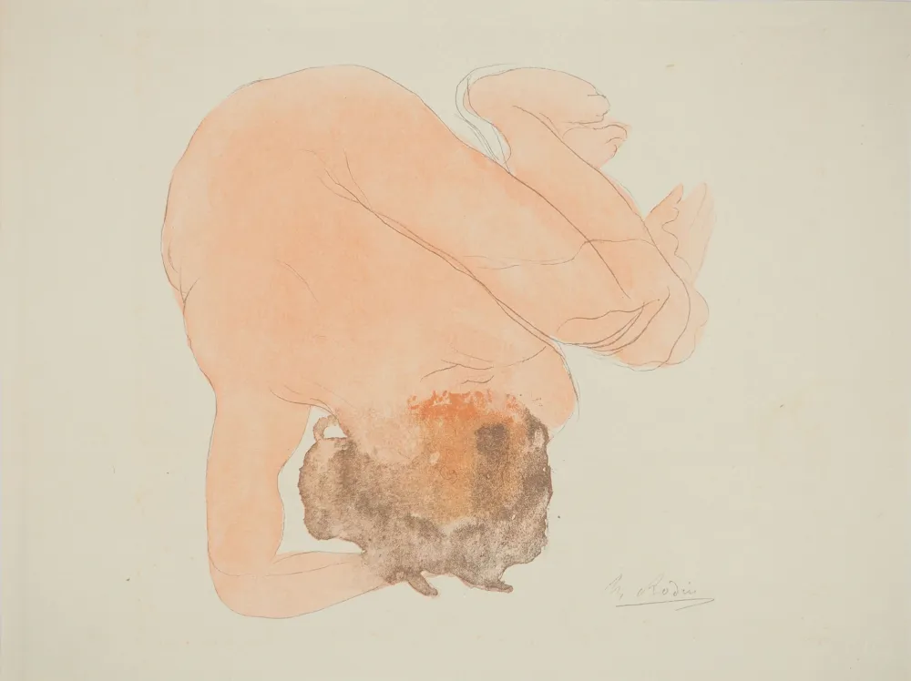 Lithographie Rodin - Nu assoupi