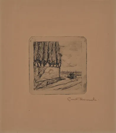 Eau-Forte Romiti - LANDSCAPE WITH CRUCIFIX