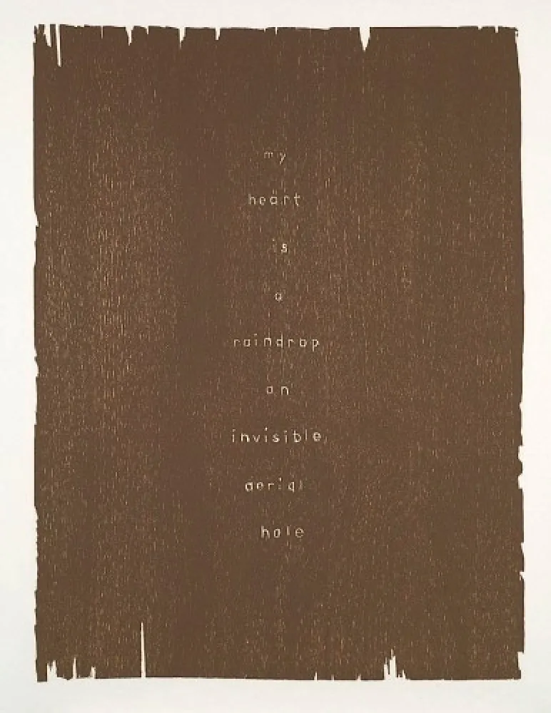 Gravure Sur Bois Rondinone - My heart is a raindrop an invisible aerial hole