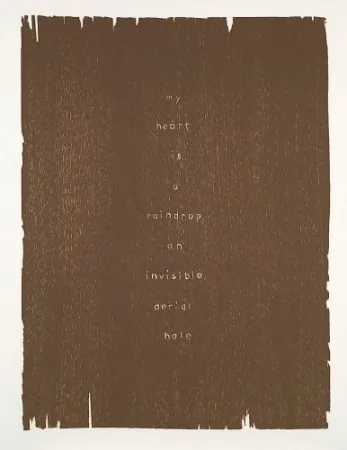 Gravure Sur Bois Rondinone - My heart is a raindrop an invisible aerial hole
