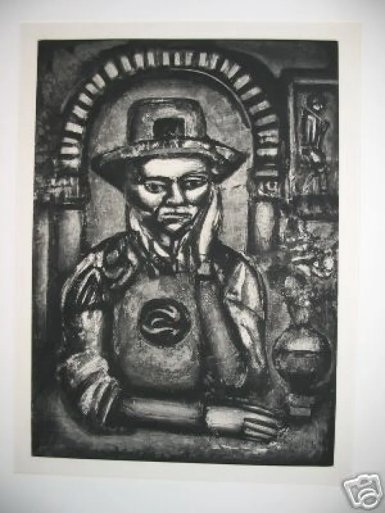 Aquatinte Rouault - Chinois inventa, dit-on, la poudre a canon, nous en fit don.