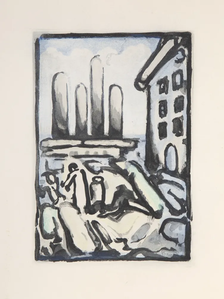 Eau-Forte Et Aquatinte Rouault - Christ Au Faubourg