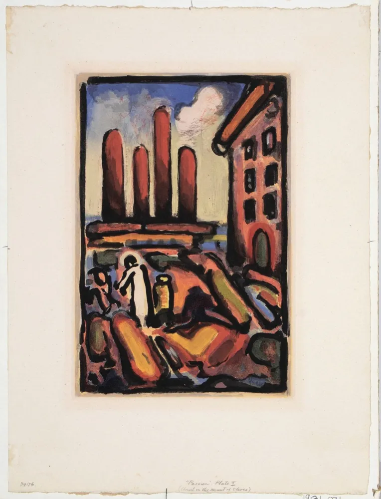 Aquatinte Rouault - Christ au Faubourg