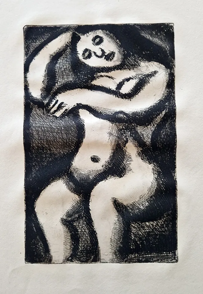Aquatinte Rouault - Nu assis