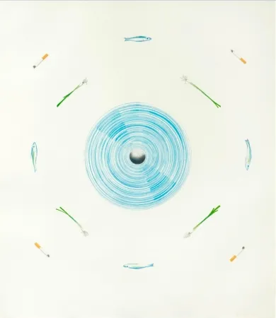 Lithographie Ruscha - The fan and its surroundings