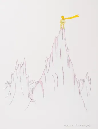 Lithographie Saint-Exupéry - Le Petit Prince sur les cimes
