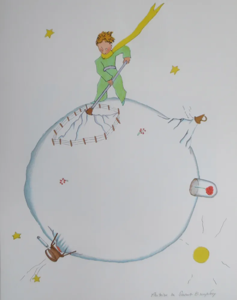 Lithographie Saint-Exupéry - Le volcan