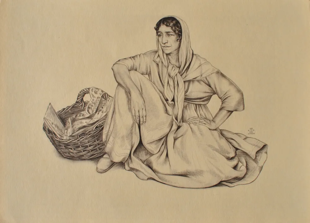 Gravure Sauer - Gitane assise