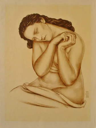 Gravure Sauer - Modèle à la tête penchée