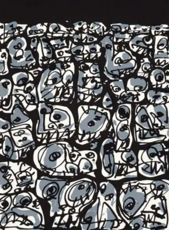 Sérigraphie Saura - Multitud