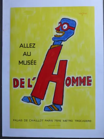 Affiche Savignac - Allez au musée de l'homme 
