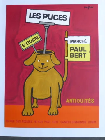 Affiche Savignac - Les puces de Saint Ouen 