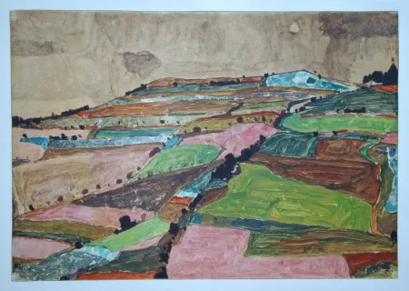 Sérigraphie Schiele (After) - Anhöhe von Krumau