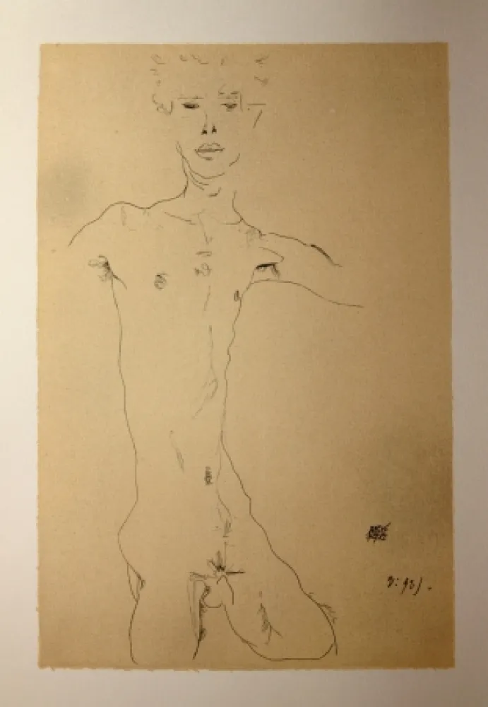 Lithographie Schiele - AUTOPORTRAIT / SELF-PORTRAIT - Lithographie / Lithograph - 1912