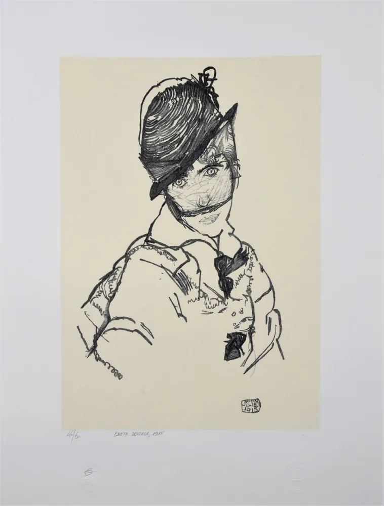 Lithographie Schiele - EDITH SCHIELE, 1915