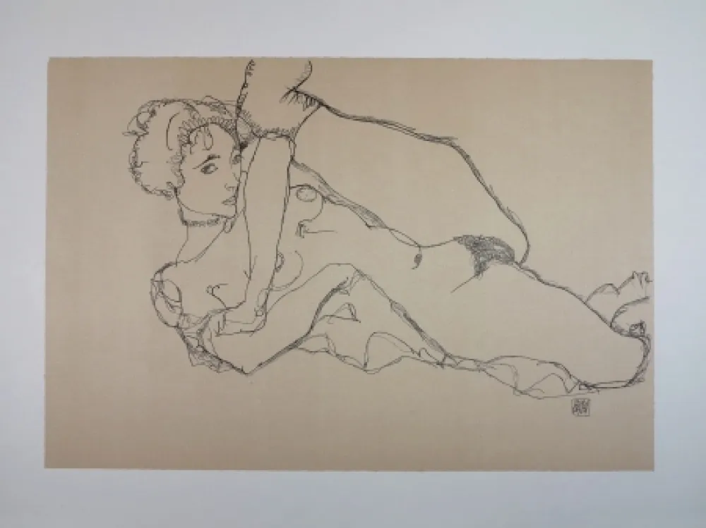 Lithographie Schiele - LA DANSEUSE NUE / THE NUDE DANCER - 1914 