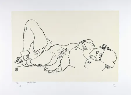 Lithographie Schiele - La femme allongée, 1918 | Reclining woman, 1918 (Liegende)