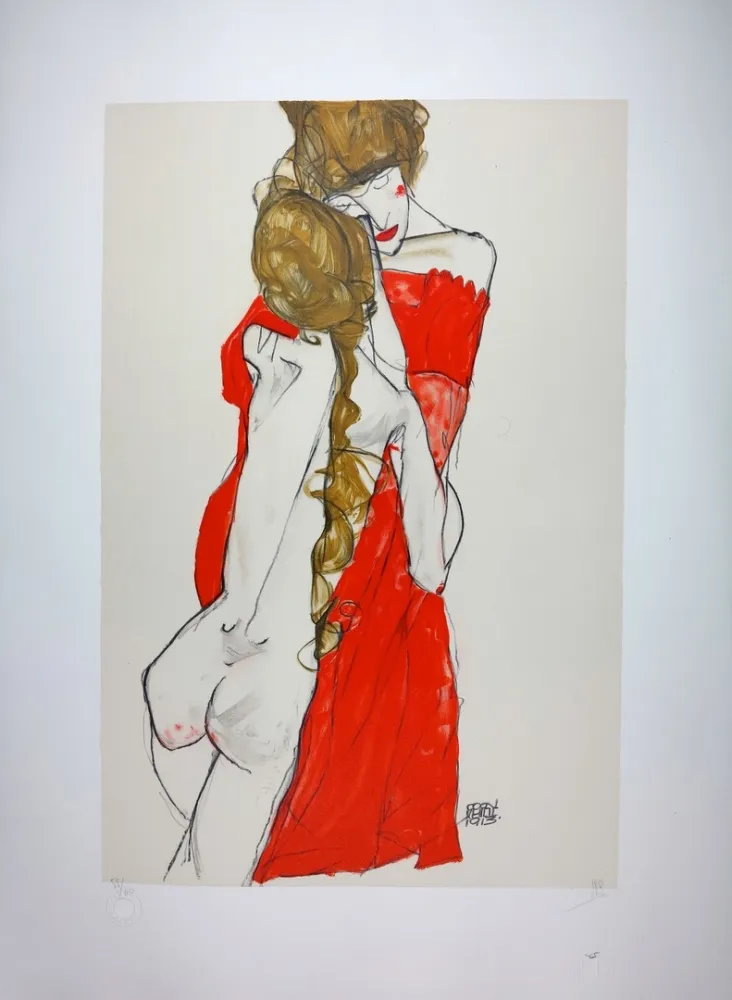 Lithographie Schiele - La Mère & la fille / Mother and Daughter - 1913