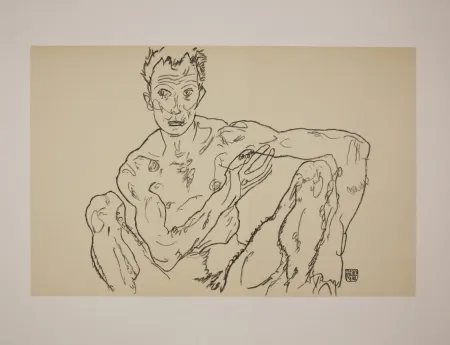 Lithographie Schiele - LE DERNIER AUTOPORTRAIT / THE LAST SELF-PORTRAIT - 1918
