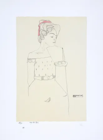 Lithographie Schiele - Portrait de Gerti Schiele, 1909 I Portrait of the Artist's Sister Gerti, 1909 