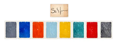 Sérigraphie Schifano - Mario Schifano (1934–1998) - Monochrome - complete wood folder containing 8 silkscreen prints with enamel on cardstock - 1975