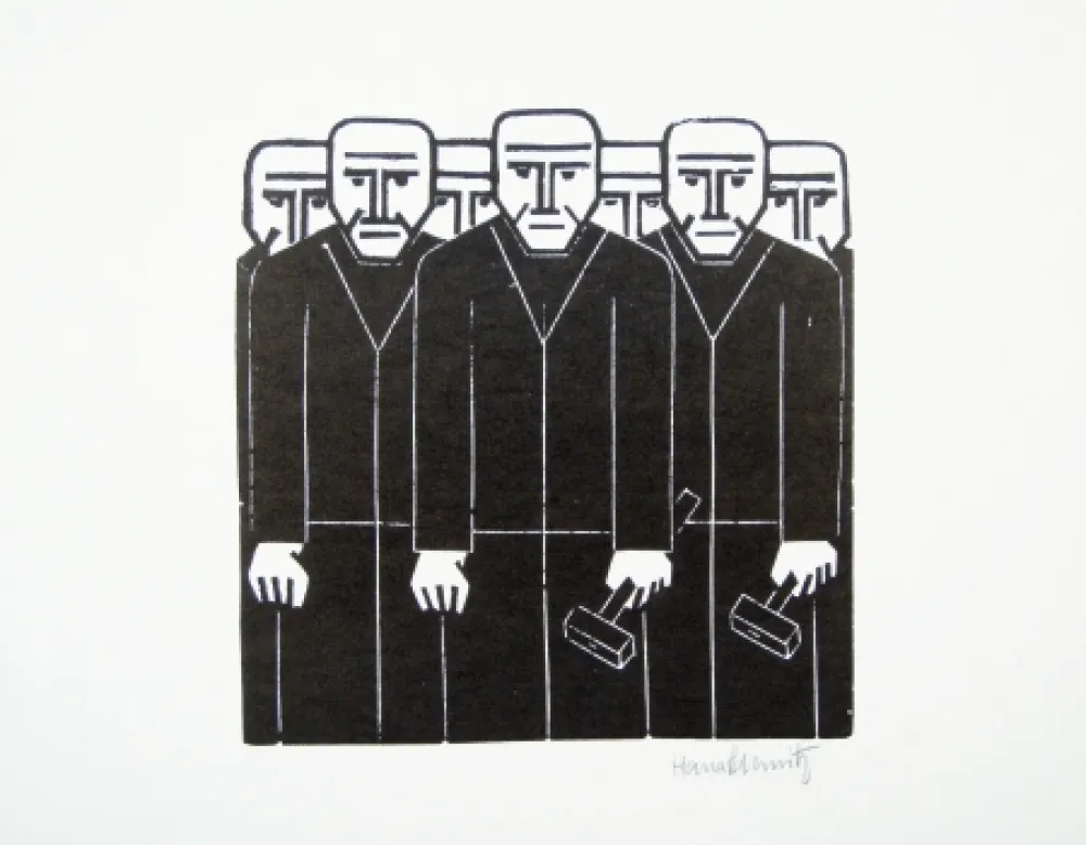 Linogravure Schmitz - Die Masse (The Mass)