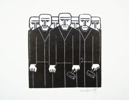 Linogravure Schmitz - Die Masse (The Mass)