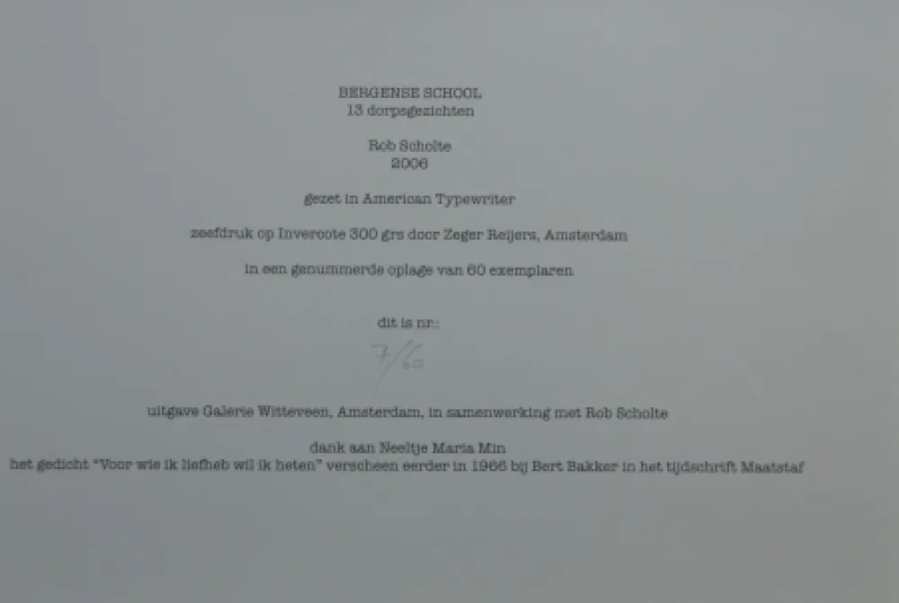 Sérigraphie Scholte - Bergen, 13 dorpsgezichten, gafiekmap