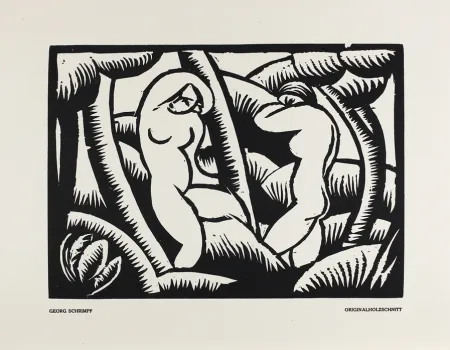 Gravure Sur Bois Schrimpf - Akt IX (Das Kunstblatt)