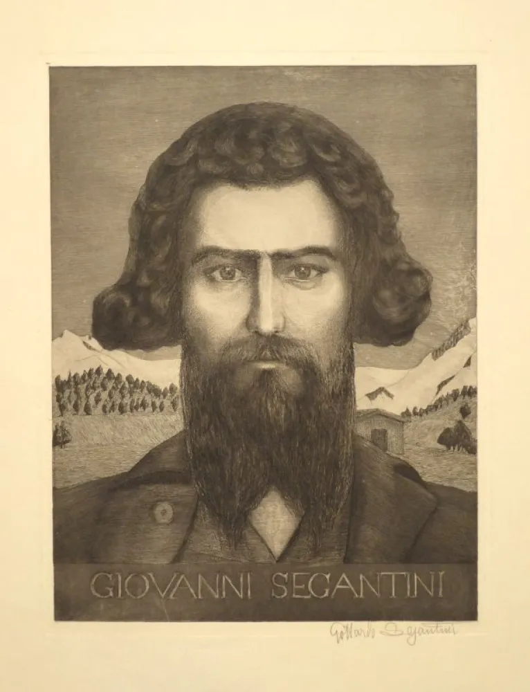 Gravure Segantini - Portrait Giovanni Segantini