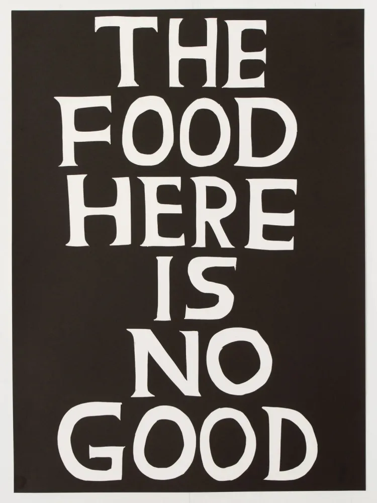 Linogravure Shrigley - The food here is no good