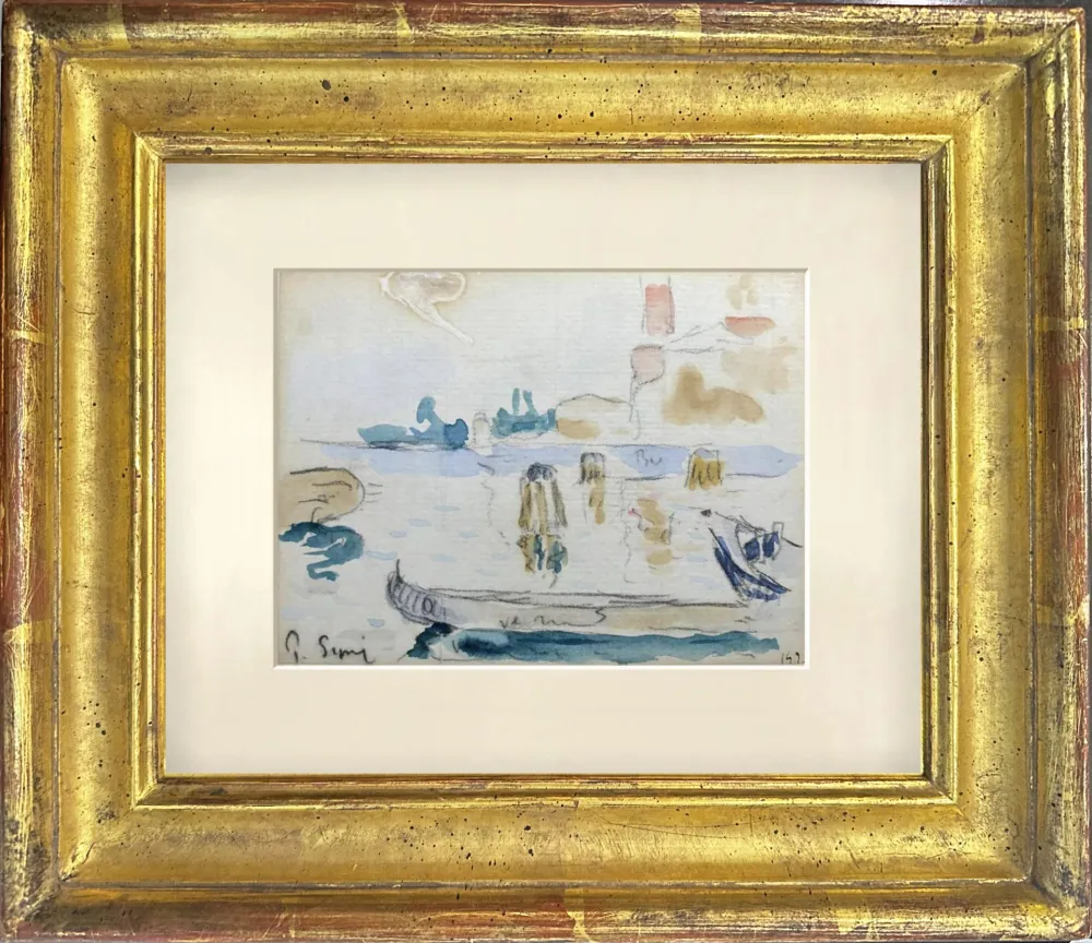 Aucune Technique Signac - VUE SUR LE PORT AVEC BATEAU DE REPOS