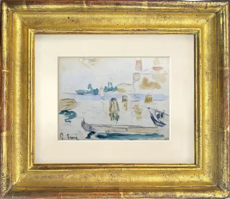 Aucune Technique Signac - VUE SUR LE PORT AVEC BATEAU DE REPOS