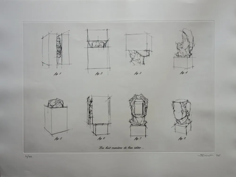 Gravure Sosno - Nice : Etude de Sculptures (Polygone)