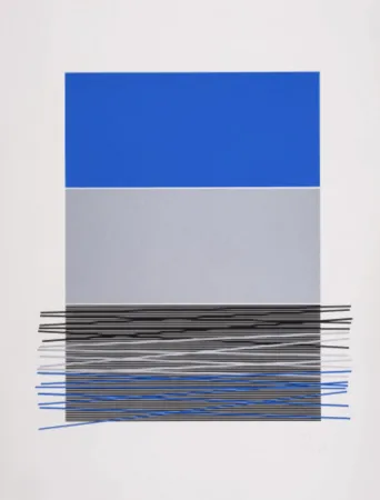 Sérigraphie Soto - Untitled (Blue Horizon Lines)