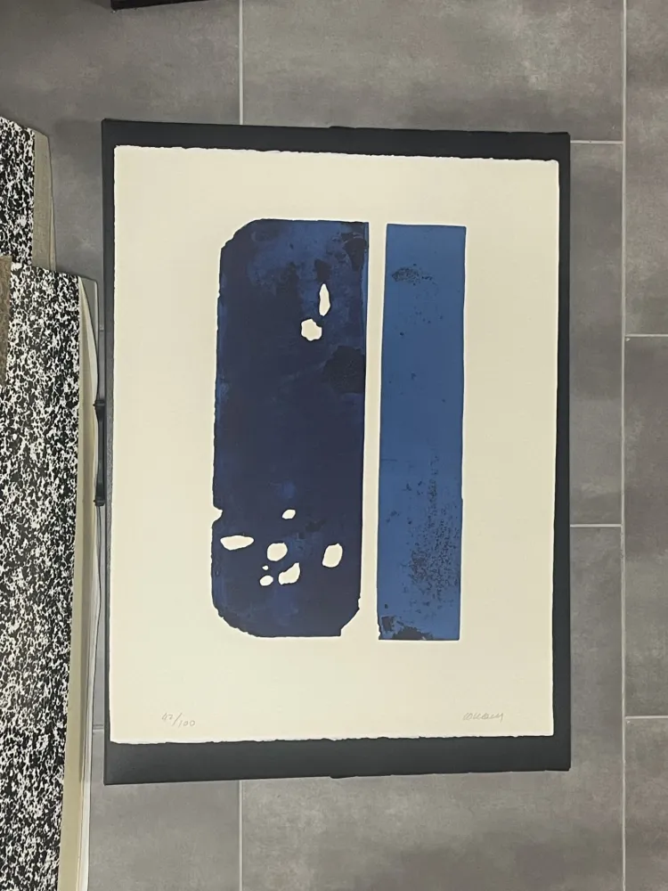 Gravure Soulages - Eau forte bleue XXX (1974)